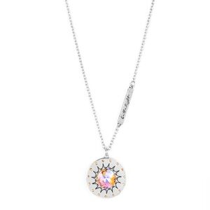 Elegant Silver and Orange Iridescent Necklace